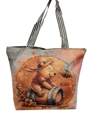 Winnie-the-Pooh Orange Canvas Tapestry Tote Bag - New